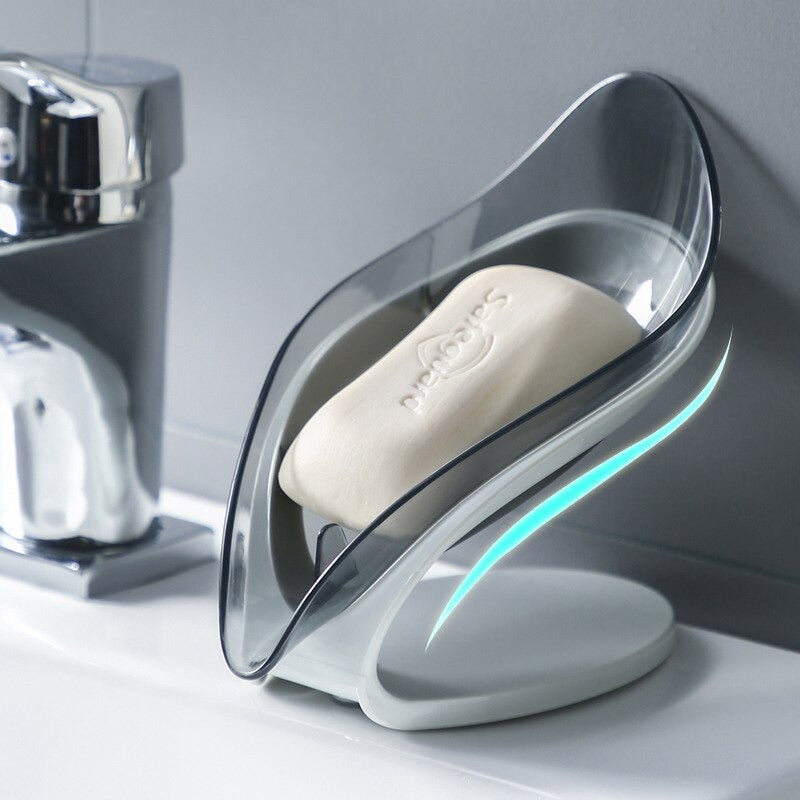 Delicate Leaf-Shaped Soap Dish/Holder With Drain