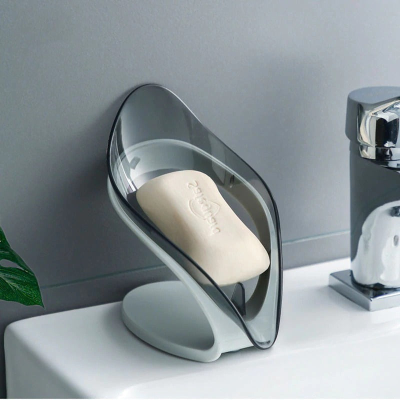 1pc Leaf Shaped Soap Dish, Soap Holder & Drainage Tray With
