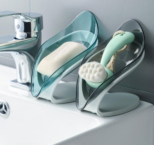 Delicate Leaf-Shaped Soap Dish/Holder With Drain